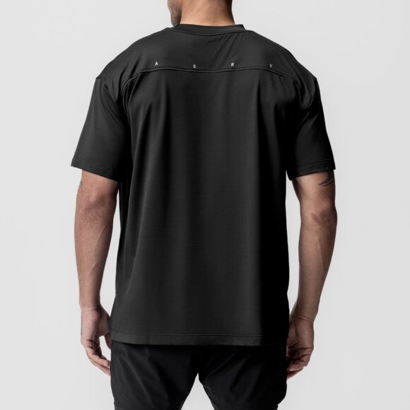 ASRV Black Short Sleeve Aerosilver "BOX LOGO" Oversized Tee - Picture 2 of 5